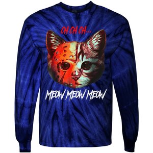 Ch Ch Ch Meow Meow Meow Scary Halloween Cat Funny Tie-Dye Long Sleeve Shirt