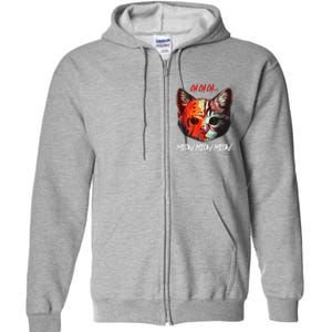 Ch Ch Ch Meow Meow Meow Scary Halloween Cat Funny Full Zip Hoodie