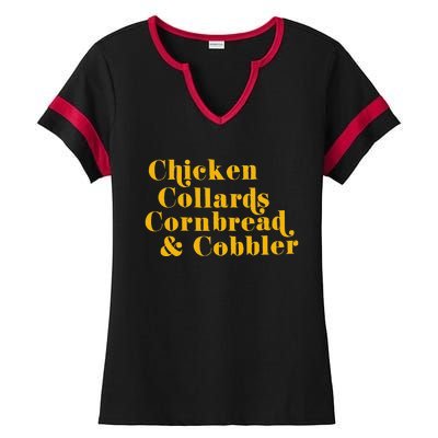 Chicken Collards Cornbread & Cobbler Ladies Halftime Notch Neck Tee