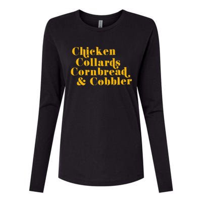 Chicken Collards Cornbread & Cobbler Womens Cotton Relaxed Long Sleeve T-Shirt