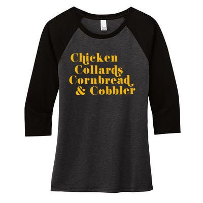 Chicken Collards Cornbread & Cobbler Women's Tri-Blend 3/4-Sleeve Raglan Shirt