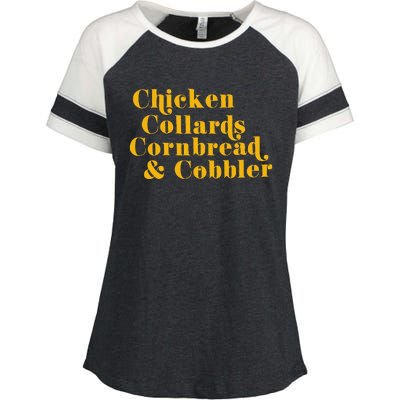 Chicken Collards Cornbread & Cobbler Enza Ladies Jersey Colorblock Tee