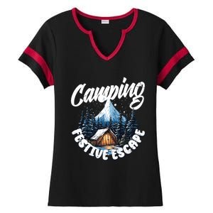 Camping Christmas Camper Camping Lover Gift Ladies Halftime Notch Neck Tee