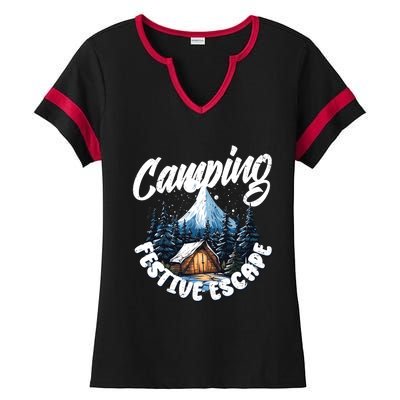 Camping Christmas Camper Camping Lover Gift Ladies Halftime Notch Neck Tee