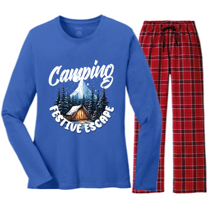 Camping Christmas Camper Camping Lover Gift Women's Long Sleeve Flannel Pajama Set 