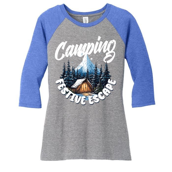 Camping Christmas Camper Camping Lover Gift Women's Tri-Blend 3/4-Sleeve Raglan Shirt