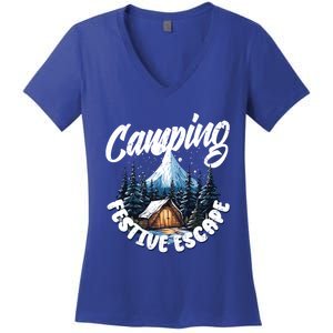 Camping Christmas Camper Camping Lover Gift Women's V-Neck T-Shirt