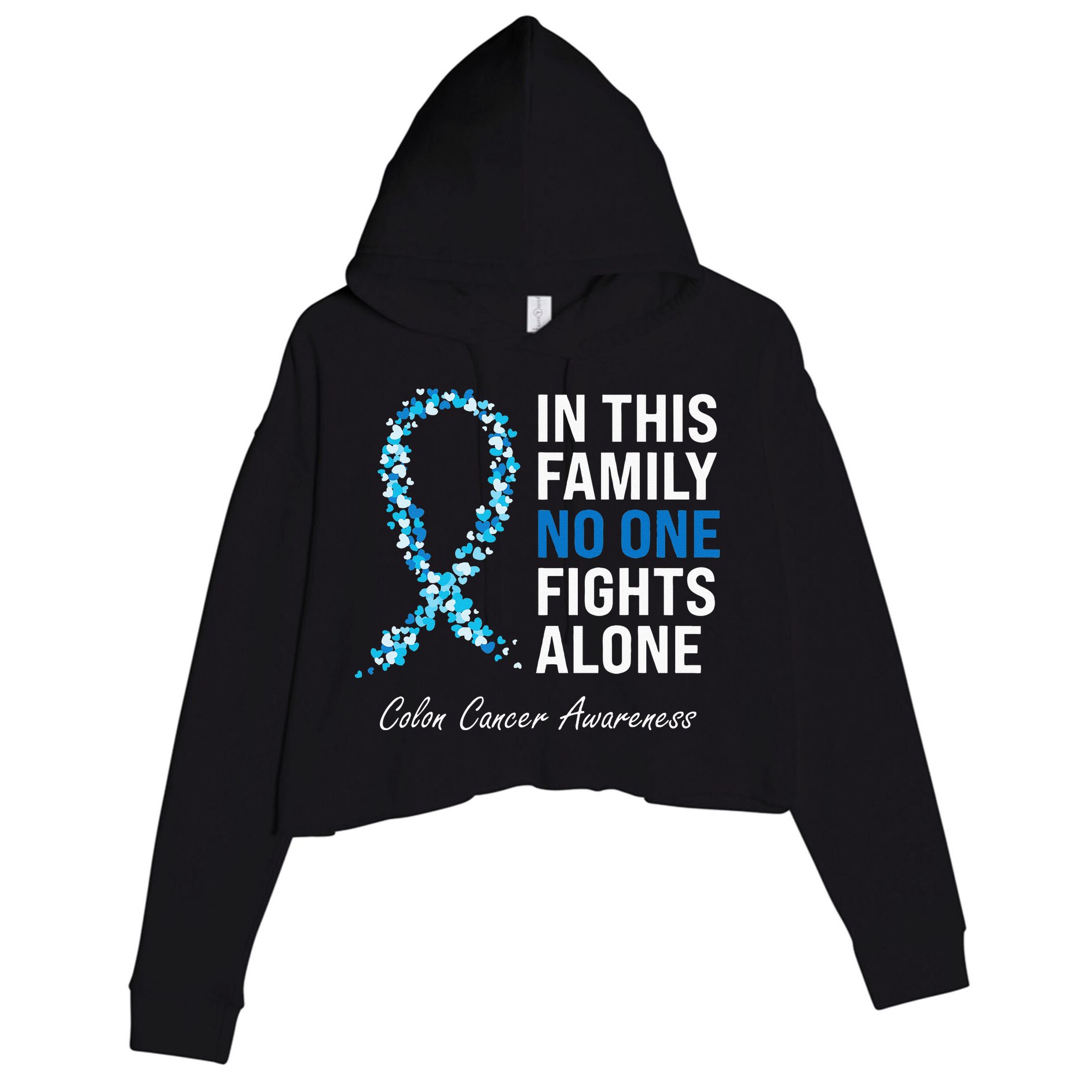 Colorectal Cancer Colon Cancer Blue Ribbon Crop Fleece Hoodie