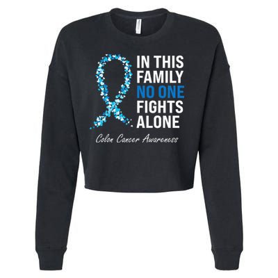 Colorectal Cancer Colon Cancer Blue Ribbon Cropped Pullover Crew