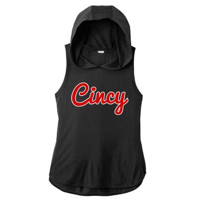 Cincy Cincinnati Ladies PosiCharge Tri-Blend Wicking Draft Hoodie Tank