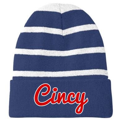 Cincy Cincinnati Striped Beanie with Solid Band