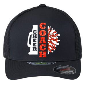 Cheer Coach Cheerleader Megaphone Pom Pom Flexfit Unipanel Trucker Cap