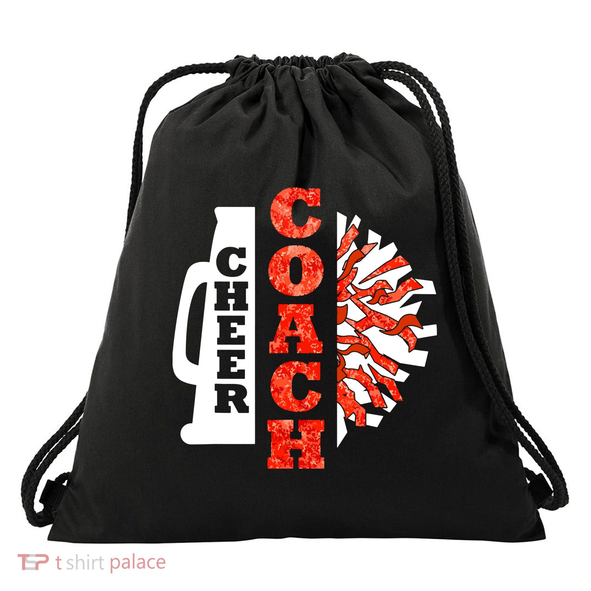 Cheer Coach Cheerleader Megaphone Pom Pom Drawstring Bag