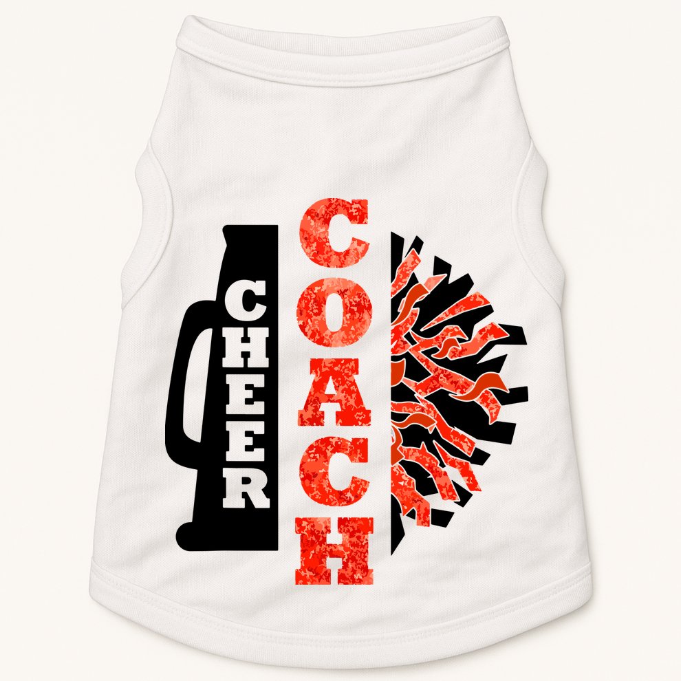 Cheer Coach Cheerleader Megaphone Pom Pom Doggie Tank