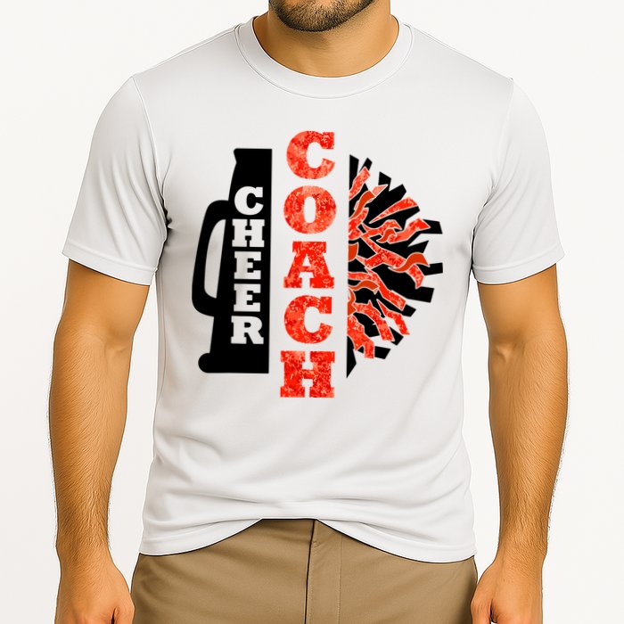 Cheer Coach Cheerleader Megaphone Pom Pom Cooling Performance Crew T-Shirt