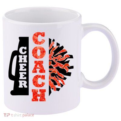 Cheer Coach Cheerleader Megaphone Pom Pom 11oz C Handle Ceramic Mug