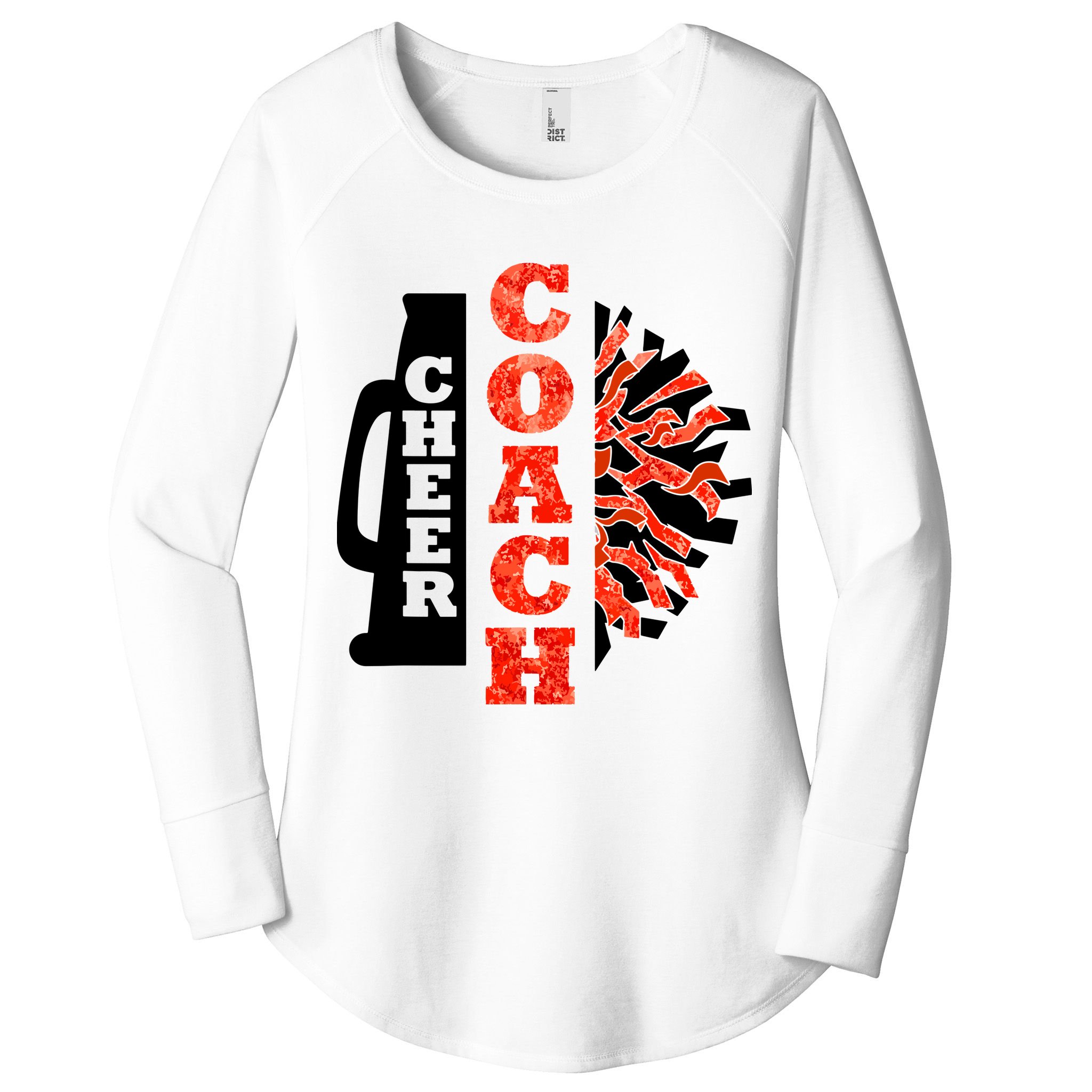 Cheer Coach Cheerleader Megaphone Pom Pom Women's Perfect Tri Tunic Long Sleeve Shirt