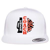 Cheer Coach Cheerleader Megaphone Pom Pom Flat Bill Trucker Hat