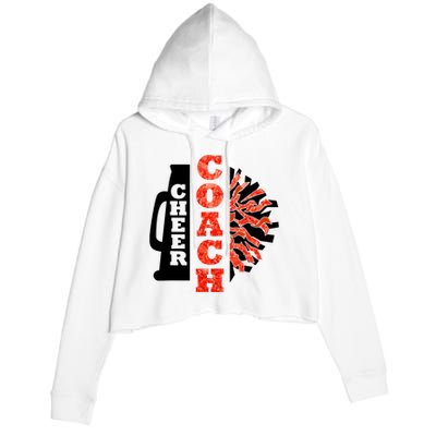 Cheer Coach Cheerleader Megaphone Pom Pom Crop Fleece Hoodie