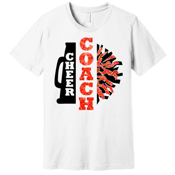 Cheer Coach Cheerleader Megaphone Pom Pom Premium T-Shirt