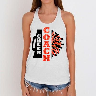 Cheer Coach Cheerleader Megaphone Pom Pom Women's Knotted Racerback Tank