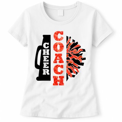 Cheer Coach Cheerleader Megaphone Pom Pom Womens T-Shirt