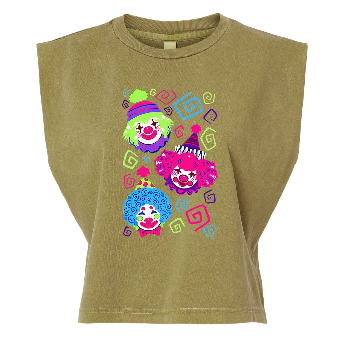 Clown Circus Carnival Costume Birthday Theme Party Garment-Dyed Women's Muscle Tee