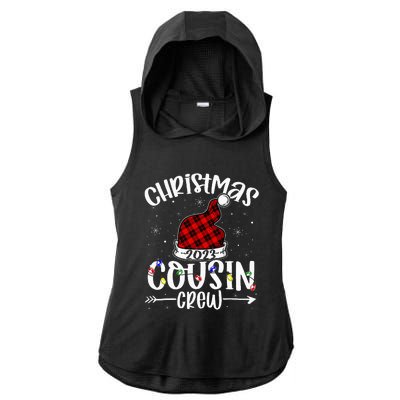 Christmas Cousin Crew Funny Red Plaid Matching Pajama Ladies PosiCharge Tri-Blend Wicking Draft Hoodie Tank