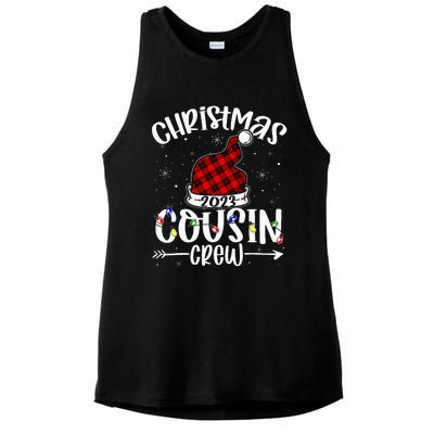 Christmas Cousin Crew Funny Red Plaid Matching Pajama Ladies PosiCharge Tri-Blend Wicking Tank