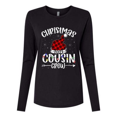 Christmas Cousin Crew Funny Red Plaid Matching Pajama Womens Cotton Relaxed Long Sleeve T-Shirt