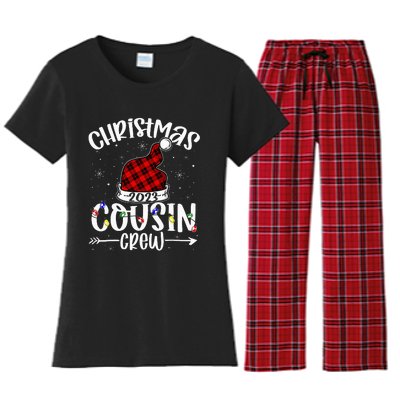 Christmas Cousin Crew Funny Red Plaid Matching Pajama Women's Flannel Pajama Set