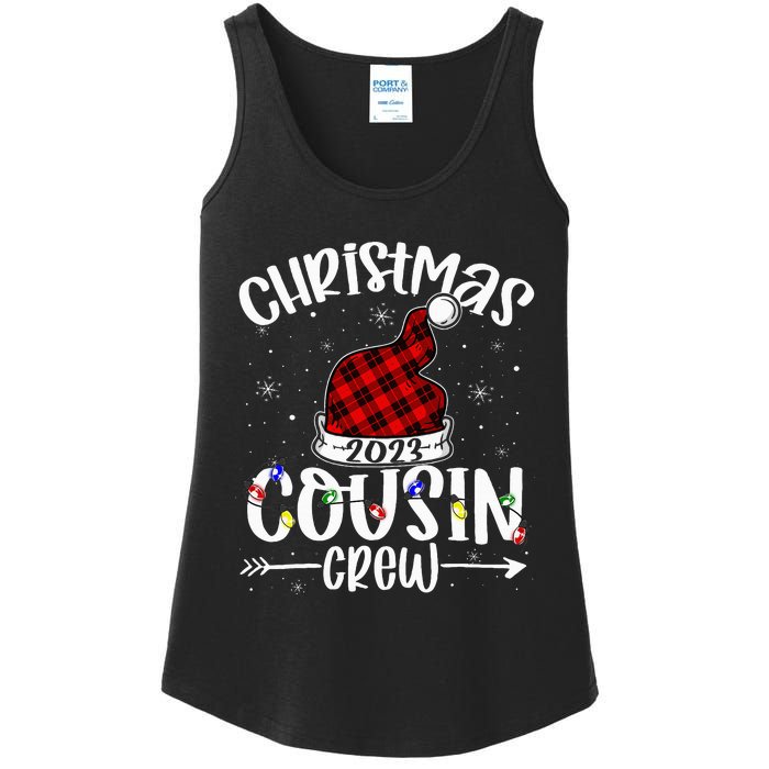 Christmas Cousin Crew Funny Red Plaid Matching Pajama Ladies Essential Tank