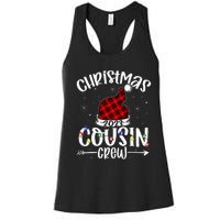 Christmas Cousin Crew Funny Red Plaid Matching Pajama Women's Racerback Tank