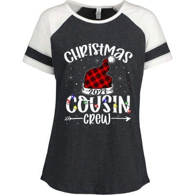 Christmas Cousin Crew Funny Red Plaid Matching Pajama Enza Ladies Jersey Colorblock Tee