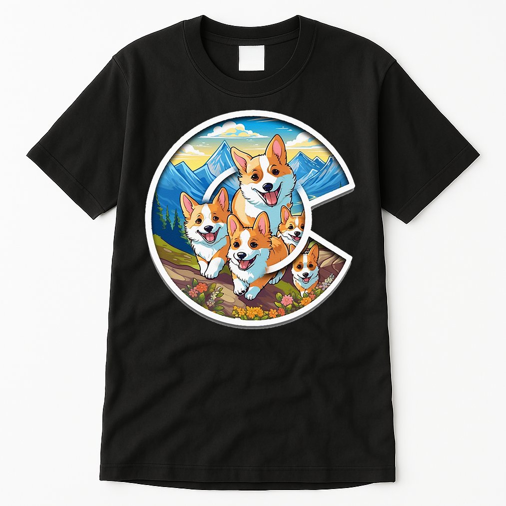 Colorado Corgi Cute Dog in the Rocky Mountains Tall T-Shirt