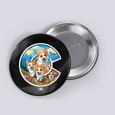 Colorado Corgi Cute Dog in the Rocky Mountains Button