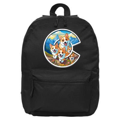 Colorado Corgi Cute Dog in the Rocky Mountains 16 in Basic Backpack