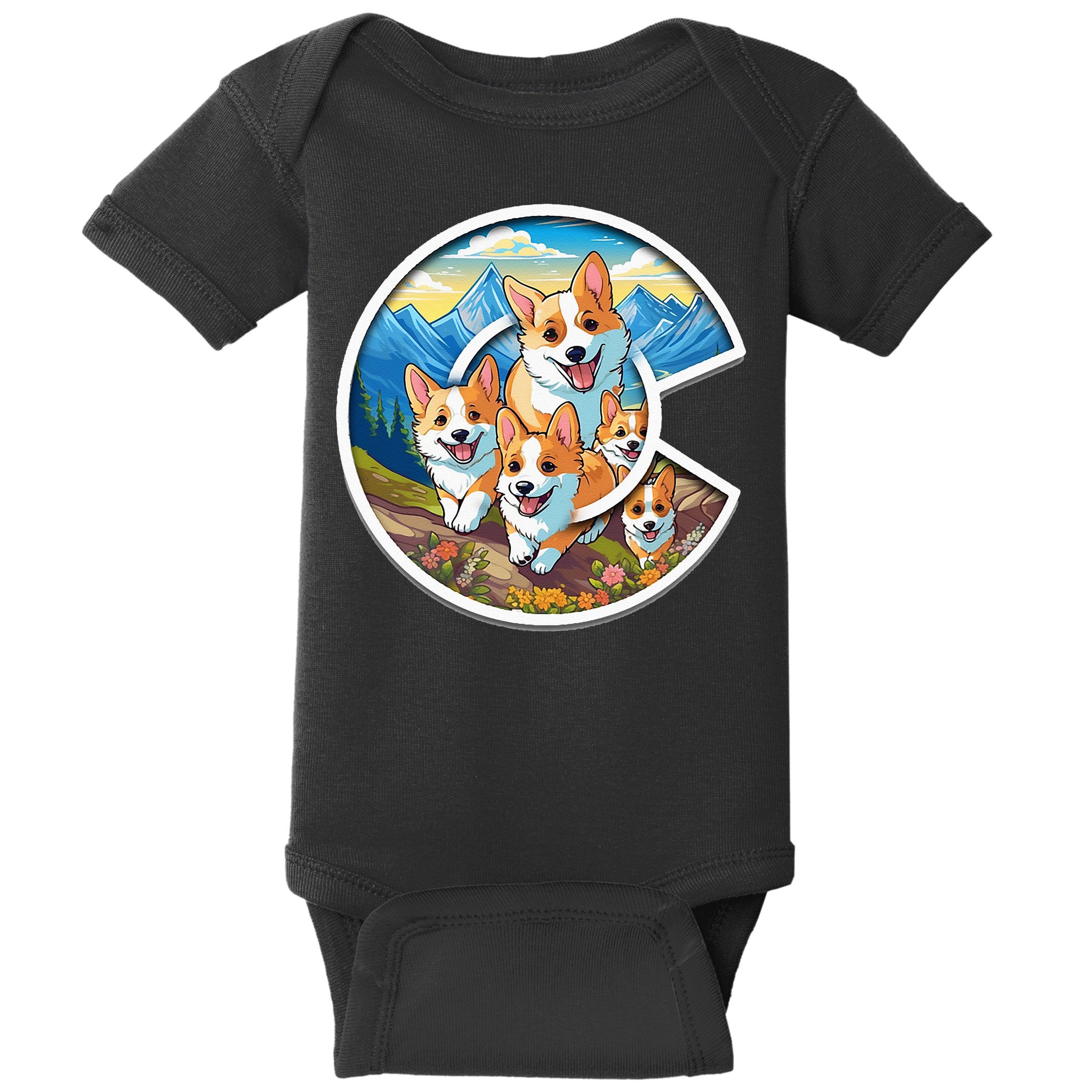 Colorado Corgi Cute Dog in the Rocky Mountains Baby Bodysuit