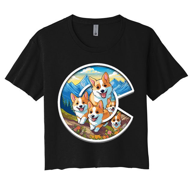 Colorado Corgi Cute Dog in the Rocky Mountains Crop Top