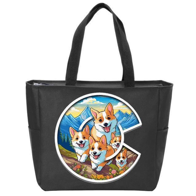 Colorado Corgi Cute Dog in the Rocky Mountains Zip Tote Bag