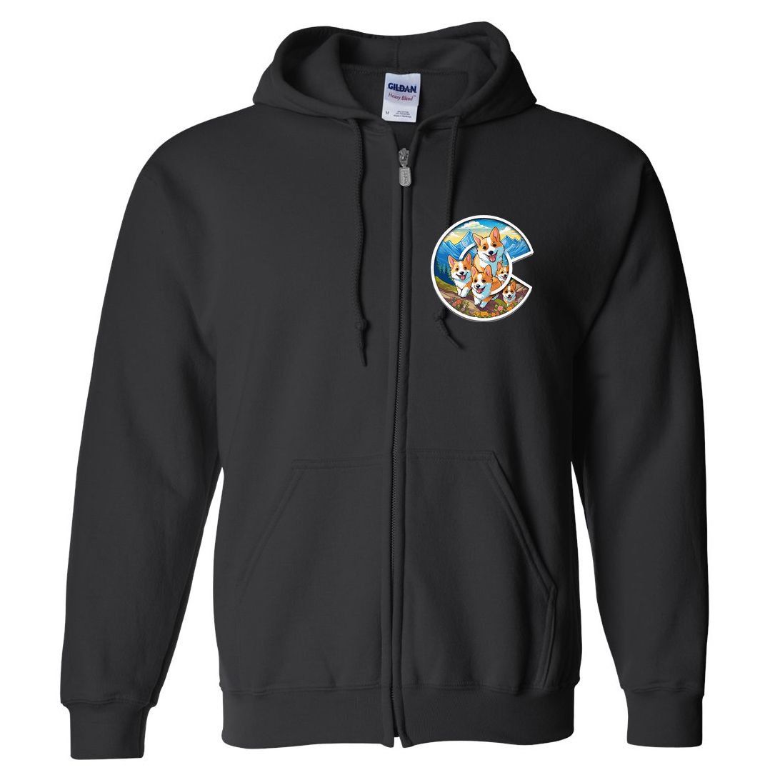 Colorado Corgi Cute Dog in the Rocky Mountains Full Zip Hoodie