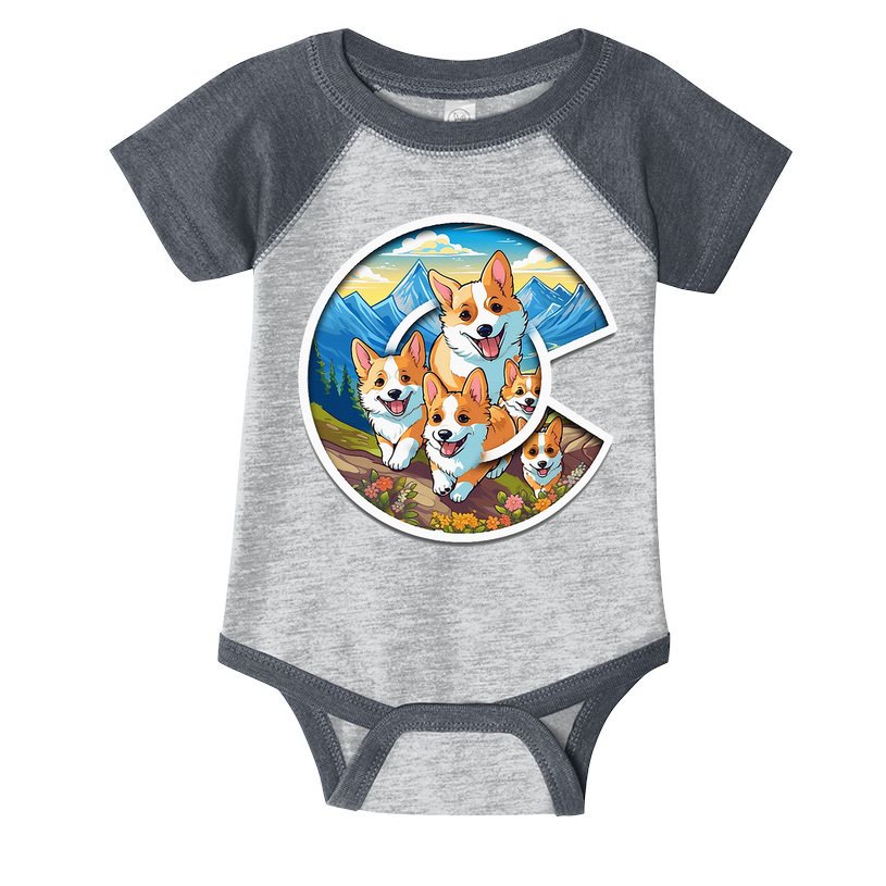 Colorado Corgi Cute Dog in the Rocky Mountains Infant Baby Jersey Bodysuit