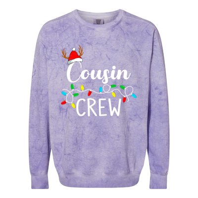 Christmas Cousin Crew Xmas Lights Santa Hat Cute Gift Colorblast Crewneck Sweatshirt