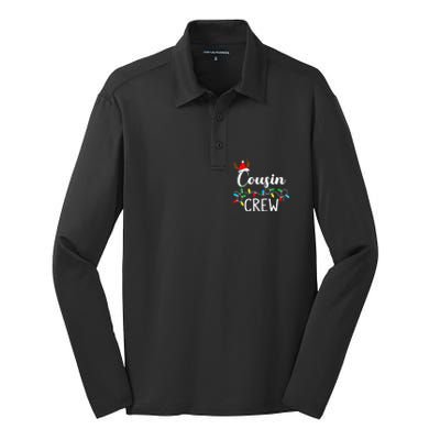 Christmas Cousin Crew Xmas Lights Santa Hat Cute Gift Silk Touch Performance Long Sleeve Polo