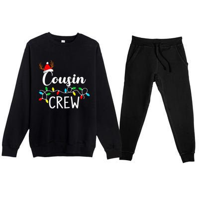 Christmas Cousin Crew Xmas Lights Santa Hat Cute Gift Premium Crewneck Sweatsuit Set