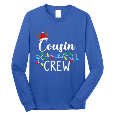 Christmas Cousin Crew Xmas Lights Santa Hat Cute Gift Long Sleeve Shirt