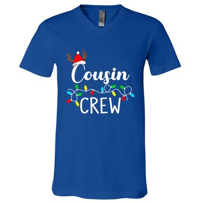 Christmas Cousin Crew Xmas Lights Santa Hat Cute Gift V-Neck T-Shirt