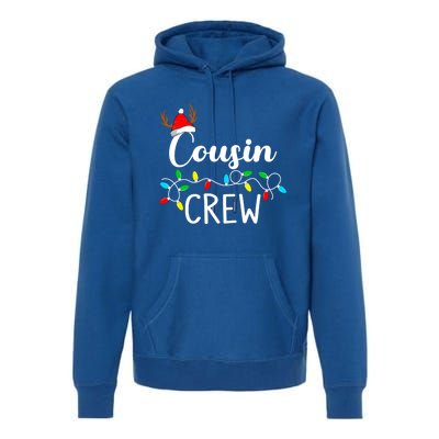 Christmas Cousin Crew Xmas Lights Santa Hat Cute Gift Premium Hoodie