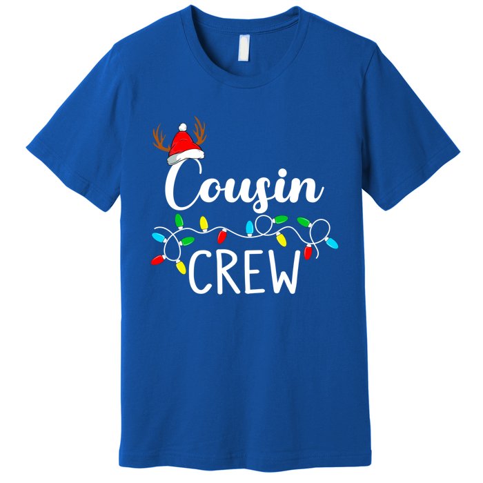 Christmas Cousin Crew Xmas Lights Santa Hat Cute Gift Premium T-Shirt