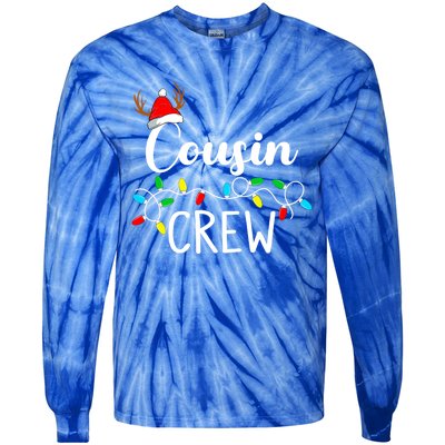 Christmas Cousin Crew Xmas Lights Santa Hat Cute Gift Tie-Dye Long Sleeve Shirt